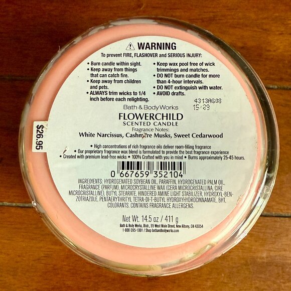 NEW Bath & Body Works FLOWERCHILD 3-Wick 14.5oz Candle - Picture 2 of 3